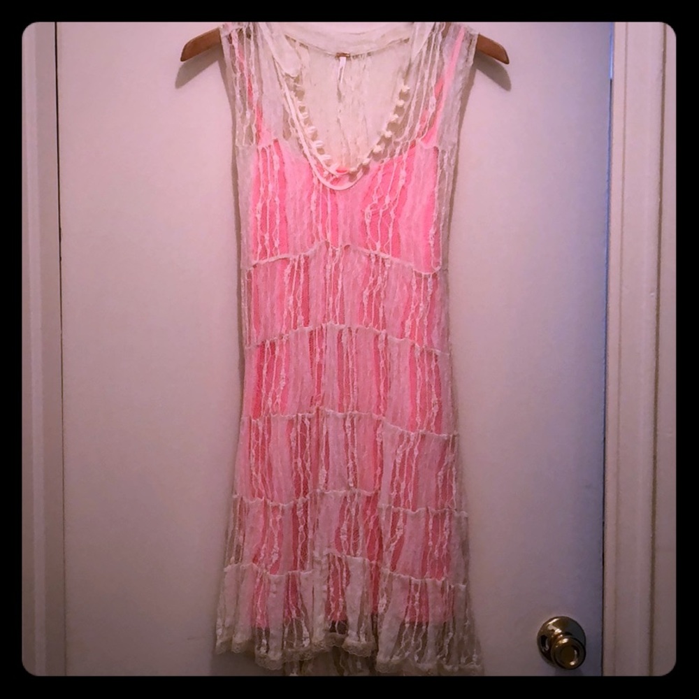 Free People off-white and pink dress. Good cond!